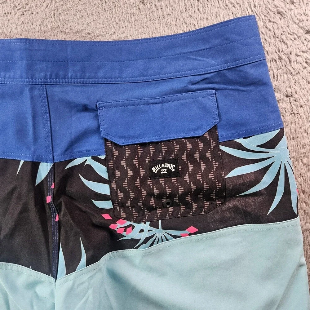 NWT Billabong Swim Trunks‎ Board Shorts Men's 40 - No Liner Palm Leaf Blue Black